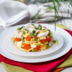 Egg Salad with Vegetable, Noodle and Mayonnaise
