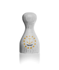 Wooden pawn with a painting of a flag