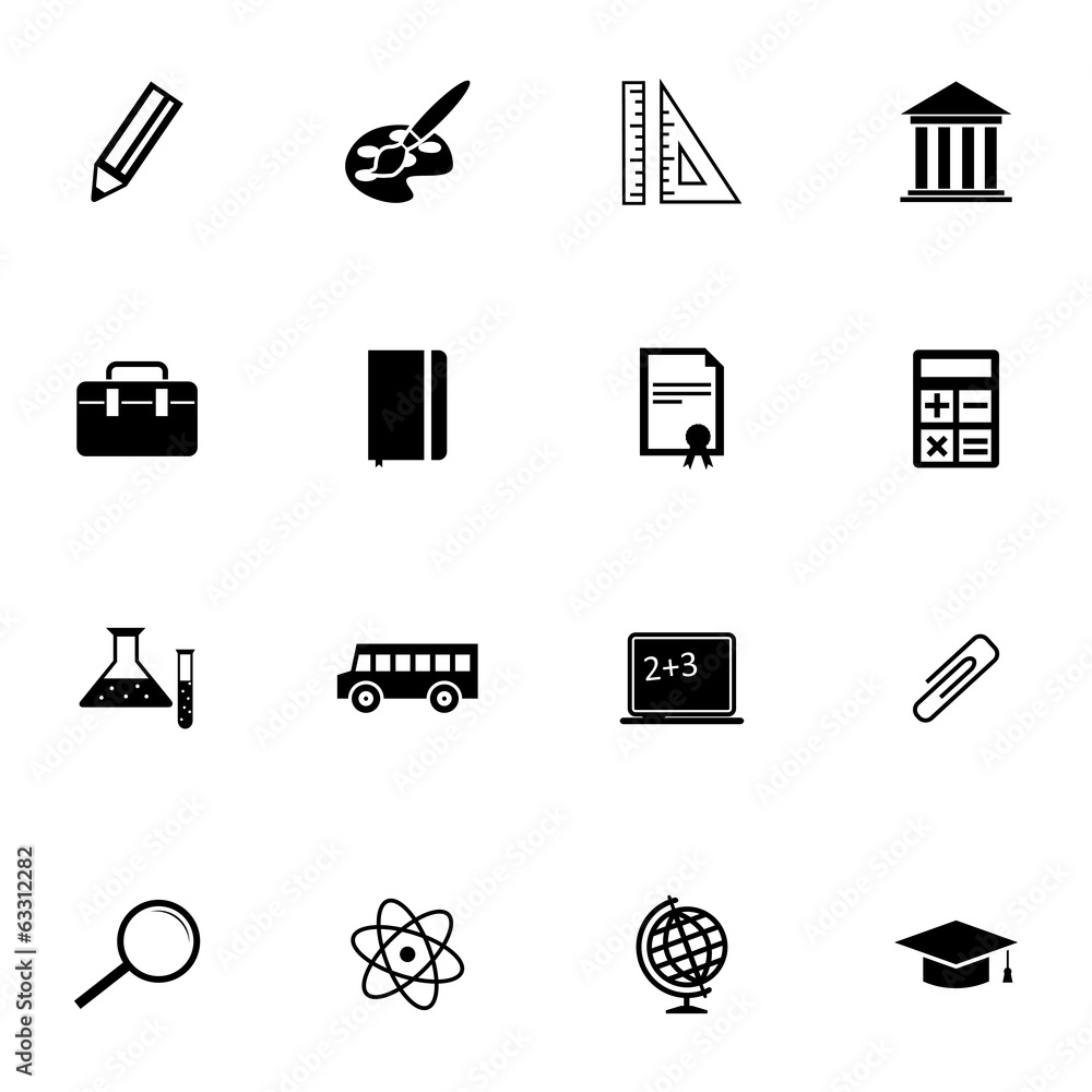 Wall mural Vector black education icons set