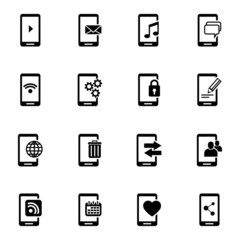 Vector black mobile icons set