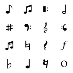 Vector Black  Notes Icons Set