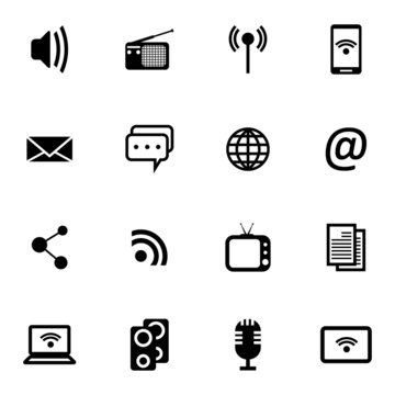 Vector black  media icons set