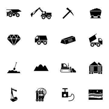 Vector Black  Mining Icons Set