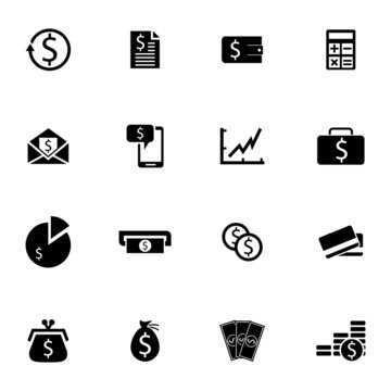 Vector black  money icons set