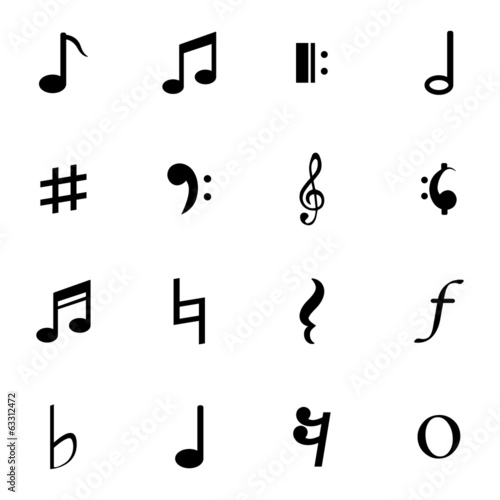 "Vector Black Notes Icons Set" Imágenes de archivo y vectores libres de