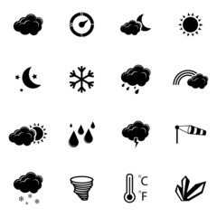 Vector black  weather icons set