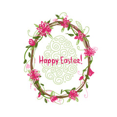 Happy Easter! Floral frame for your design