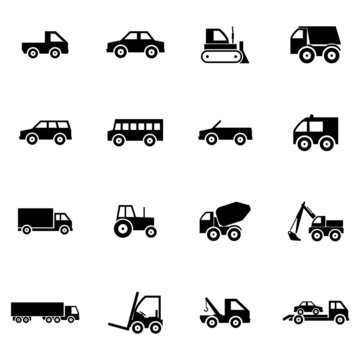 Vector black  vehicle icons set