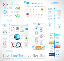 Timeline Infographic design templates collection