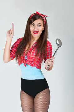 sexy pin up girl with a ladle