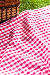 Red and white checked picnic cloth