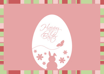 Vector Easter Egg with Greeting on a Pink Background