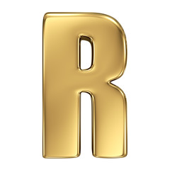 Letter R from gold solid alphabet