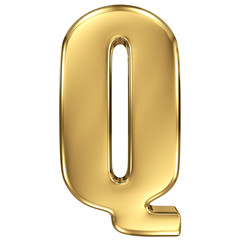 Letter Q from gold solid alphabet