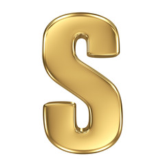 Letter S from gold solid alphabet
