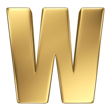 Letter W From Gold Solid Alphabet