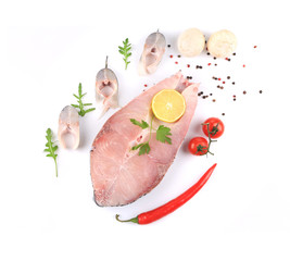 Composition of carp and seabass fresh steaks