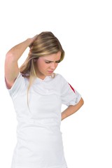 Fototapeta premium Disappointed football fan in white