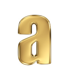 Letter a from gold solid alphabet. Lowercase