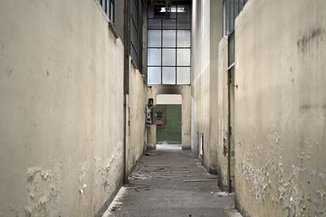 Corridor in abandoned factory