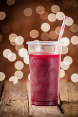 Glass of healthy blueberry smoothie