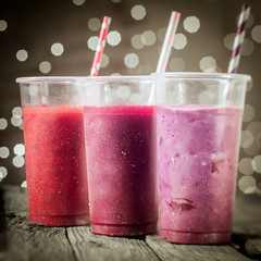 Healthy assorted berry smoothies