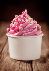 Party treat of decorated berry ice cream