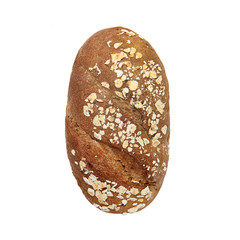 brown bread with bran isolated on white background