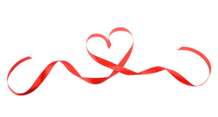 red heart ribbon isolated on white background