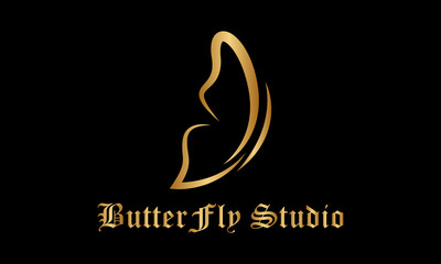 Obraz na płótnie Canvas Golden butterfly logo