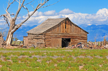 Old barn on farm, western America landscape, USA