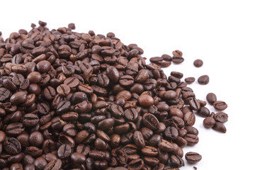 Coffee beans on white background