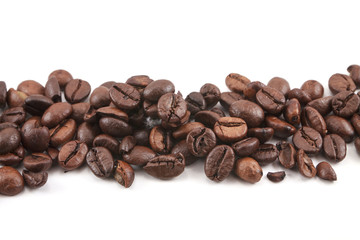 Coffee beans on white background