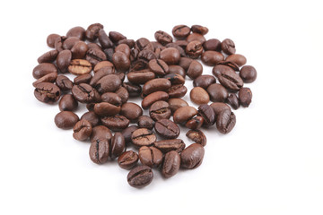 Coffee beans on white background