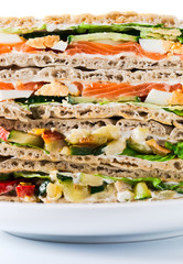 sandwich with salmon and vegetables