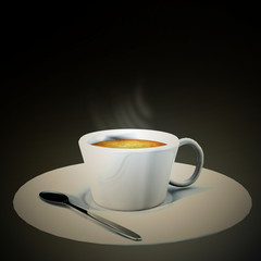 Coffee cup Dark background.