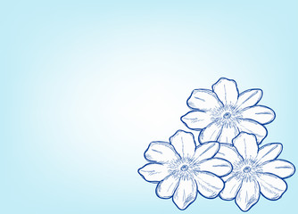 Naklejka premium three abstract flowers on blue backgound