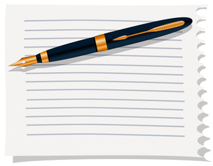 Vector an ink pen on a lined paper