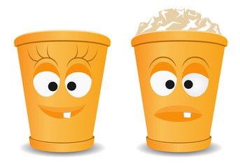 Orange fun recycle bins