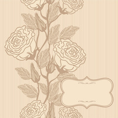 Wedding card or invitation with vertical seamless floral pattern