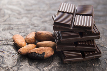 Cacao beans with milk chocolate