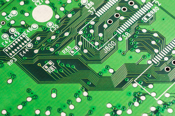 Electronic Computer Circuit Board Close Up