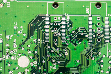 Electronic Computer Circuit Board Close Up