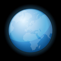 Globe Icon of the World on Black Background. Vector