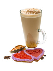 Coffee with valentine pastry