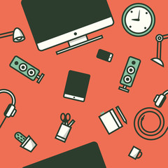 Workspace seamless pattern. Vector illustration.