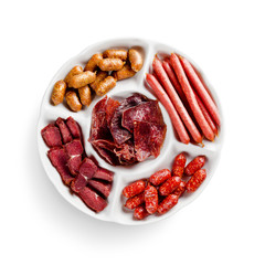 assorted meat isolated on white background