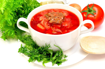 Traditional Russian-Ukrainian borscht soup