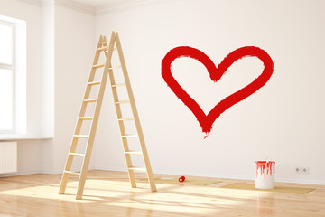 Herz an Wand als Symbol für Liebe