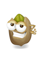 Cool funny pistachio cartoon character with a big smile.